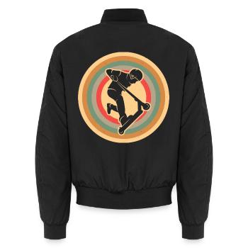 Tretroller Tricks Vintage Jungen Stunt Scooter - Unisex Bomberjacke - Schwarz - Hinten - AI Model Male 185 light (185cm)
