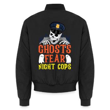 Gespenster fürchten die Nacht Polizisten Polizist - Unisex Bomberjacke - Schwarz - Hinten - AI Model Male 185 light (185cm)