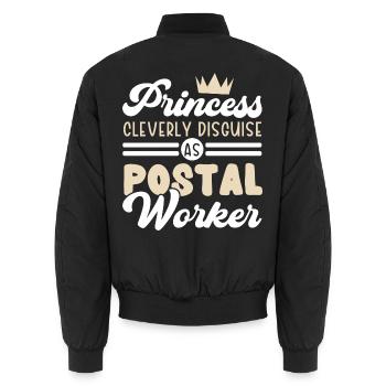Prinzessin verkleidet sich geschickt als Postanges - Unisex Bomberjacke - Schwarz - Hinten - AI Model Male 185 light (185cm)