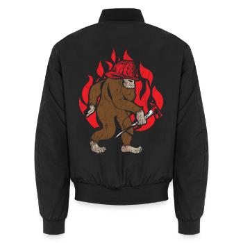 Brandbekämpfung Feuerwehrmann Feuerwehrmann Feuer - Unisex Bomberjacke - Schwarz - Hinten - AI Model Male 185 light (185cm)