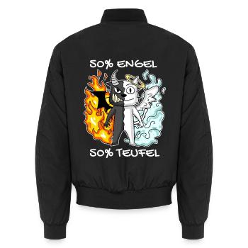 Katze Kater Engel Teufel Engel Böse Niedlich Miau - Unisex Bomberjacke - Schwarz - Hinten - AI Model Male 185 light (185cm)