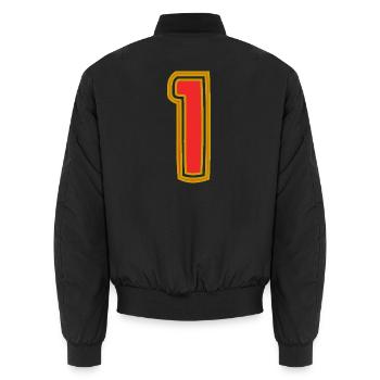 1. 1 JAHR. 1. JAHRESTAG. 1 JAHR GEBURTSTAG - Unisex Bomberjacke - Schwarz - Hinten - AI Model Male 185 light (185cm)