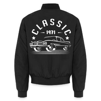 Klassisch 1971 aus dem Jahr 1971 - Unisex Bomberjacke - Schwarz - Hinten - AI Model Male 185 light (185cm)