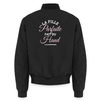 HANDBALLERIN Das perfekte Mädchen - weibliche Handball - Unisex Bomberjacke - Schwarz - Hinten - AI Model Male 185 light (185cm)