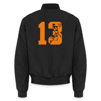 NUMBER 13 BASKETBALL 13TH BIRTHDAY - Unisex Bomber Jacket - black - Back - AI Model Male 185 light (185cm)