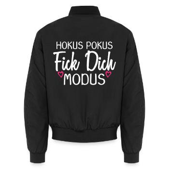 Hokus Pokus Fick dich Modus - Unisex Bomberjacke - Schwarz - Hinten - AI Model Male 185 light (185cm)