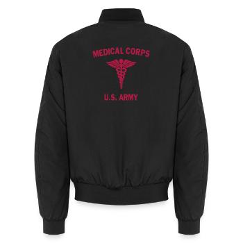 AVM WW2 USA MEDICAL CORPS US Flagge ROT - Unisex Bomberjacke - Schwarz - Hinten - AI Model Male 185 light (185cm)
