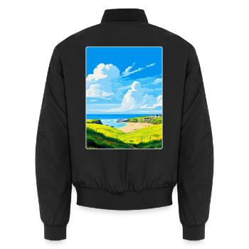 Crantock, Cornwall, England, Vereinigtes Königreich, Reiseposter, WPA - Unisex Bomberjacke - Schwarz - Hinten - AI Model Male 185 light (185cm)