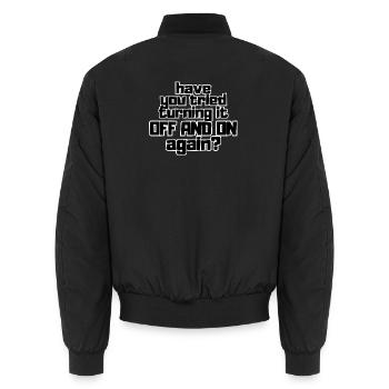 Haben Sie versucht, es aus- und wieder einzuschalten? - Unisex Bomberjacke - Schwarz - Hinten - AI Model Male 185 light (185cm)