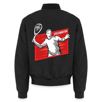 Pfeilschneller Speedminton Smashduell - Unisex Bomberjacke - Schwarz - Hinten - AI Model Male 185 light (185cm)