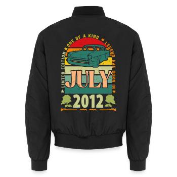 Geburtstagsgeschenk Juli 2012. - Unisex Bomberjacke - Schwarz - Hinten - AI Model Male 185 light (185cm)
