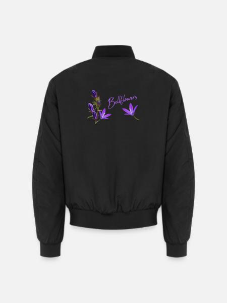 Glockenblumen lila Blumen - Unisex Bomberjacke - Schwarz
