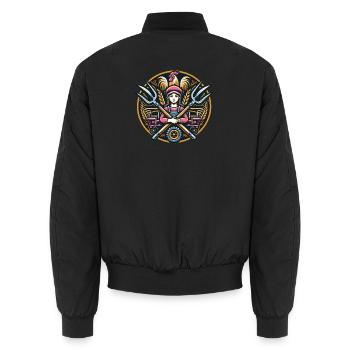 Girl from the village logo - Unisex Bomber Jacket - black - Back - AI Model Male 185 light (185cm)