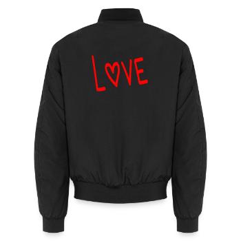 VALENTINSTAG. ICH LIEBE DICH. ICH LIEBE DICH. LIEBE. LIEBE - Unisex Bomberjacke - Schwarz - Hinten - AI Model Male 185 light (185cm)