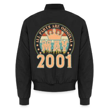 Mai 2001. Geburtstagsgeschenk im Mai 2001. Mai 2001 - Unisex Bomberjacke - Schwarz - Hinten - AI Model Male 185 light (185cm)