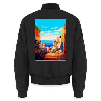 Naples Italy Vintage Travel Poster WPA Souvenir - Unisex Bomber Jacket - black - Back - AI Model Male 185 light (185cm)