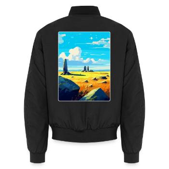 Culloden Schottland Uk Reise Poster Souvenir WPA - Unisex Bomberjacke - Schwarz - Hinten - AI Model Male 185 light (185cm)