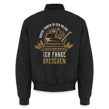 Mähdrescher Fahren - Bauer Dreschen Getreide - Unisex Bomberjacke - Schwarz - Hinten - AI Model Male 185 light (185cm)