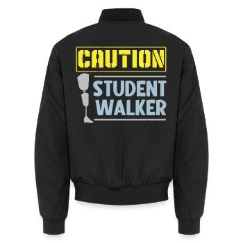 Vorsicht Student Walker Amputierter Amputierter Ch - Unisex Bomberjacke - Schwarz - Hinten - AI Model Male 185 light (185cm)