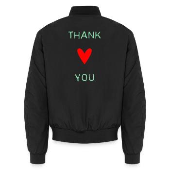VIELEN DANK. DANKE. VIELEN DANK. JAHRESTAG. GEBURT. - Unisex Bomberjacke - Schwarz - Hinten - AI Model Male 185 light (185cm)