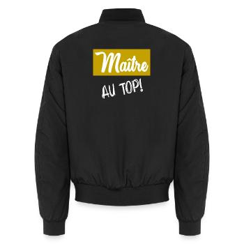 MEISTER. MEISTER. VIELEN DANK. DANKE, MEISTER - Unisex Bomberjacke - Schwarz - Hinten - AI Model Male 185 light (185cm)
