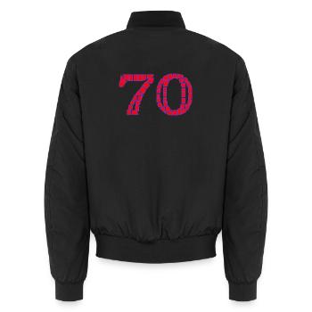70. 70 ANS. 70e ANNIVERSAIRE. ANNIVERSAIRE 70 ANS. - Bomber unisexe - noir - Dos - AI Model Male 185 light (185cm)