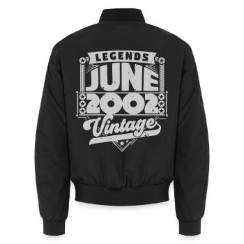 Vintage Geburtstagsgeschenk Juni 2002, Juni 2002. - Unisex Bomberjacke - Schwarz - Hinten - AI Model Male 185 light (185cm)