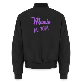 MAMA. OMA - Unisex Bomberjacke - Schwarz - Hinten - AI Model Male 185 light (185cm)