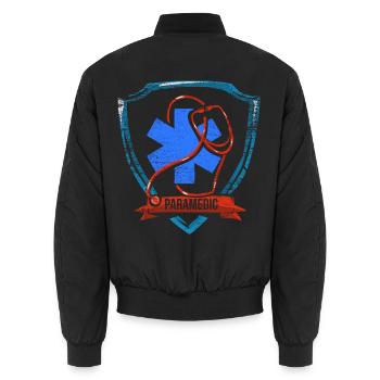 Beherzter Rettungssanitäter Notdienst - Unisex Bomberjacke - Schwarz - Hinten - AI Model Male 185 light (185cm)