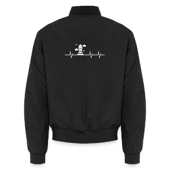 Heartbeat of the Coast - Lighthouse Edition - Unisex Bomberjacke - Schwarz - Hinten - AI Model Male 185 light (185cm)