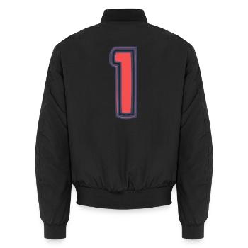 1. 1 JAHR. 1. JAHRESTAG. 1 JAHR GEBURTSTAG - Unisex Bomberjacke - Schwarz - Hinten - AI Model Male 185 light (185cm)