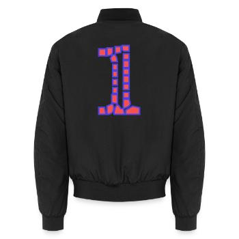 1. 1 Jahr. 1. JUBILÄUM. 1-JÄHRIGES JUBILÄUM - Unisex Bomberjacke - Schwarz - Hinten - AI Model Male 185 light (185cm)