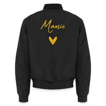GRANNY. MOM. GRANDMA. MOTHER'S DAY - Unisex Bomber Jacket - black - Back - AI Model Male 185 light (185cm)