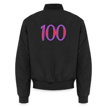 100. 100 JAHRE. 100-JÄHRIGES JUBILÄUM. 100. GEBURTSTAG - Unisex Bomberjacke - Schwarz - Hinten - AI Model Male 185 light (185cm)