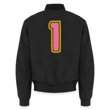 1. 1 JAHR. 1. JAHRESTAG. 1 JAHR GEBURTSTAG - Unisex Bomberjacke - Schwarz - Hinten - AI Model Male 185 light (185cm)