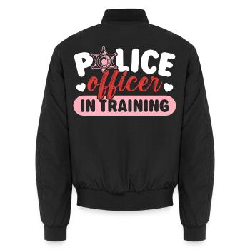 Polizeibeamter in Ausbildung Polizist - Unisex Bomberjacke - Schwarz - Hinten - AI Model Male 185 light (185cm)