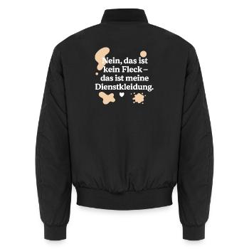 Das ist kein Fleck (weiß & beige) - Unisex Bomberjacke - Schwarz - Hinten - AI Model Male 185 light (185cm)