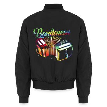 Sehnsuchtsvoller Bandoneon Tangoabend - Unisex Bomberjacke - Schwarz - Hinten - AI Model Male 185 light (185cm)