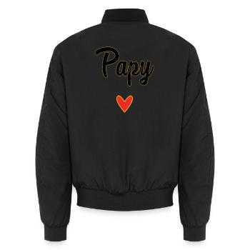 PAPY. PAPA. FÊTE DES PÈRES. BONNE FÊTE PAPA - Bomber unisexe - noir - Dos - AI Model Male 185 light (185cm)