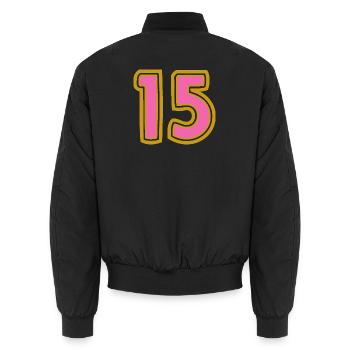 15. 15 JAHRE. 15-JÄHRIGES JUBILÄUM. 15-JÄHRIGES JUBILÄUM. - Unisex Bomberjacke - Schwarz - Hinten - AI Model Male 185 light (185cm)