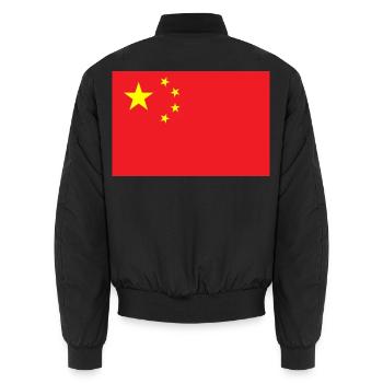 China - Unisex Bomberjacke - Schwarz - Hinten - AI Model Male 185 light (185cm)