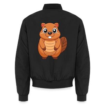 Castor Mascotte mignonne Personnage de dessin animé Kawaii - Bomber unisexe - noir - Dos - AI Model Male 185 light (185cm)