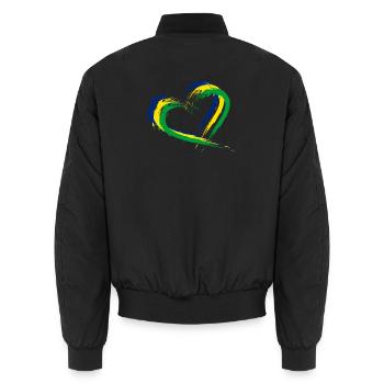 Herz Bürste Flagge Brasilien Fahne Farben Vektor - Unisex Bomberjacke - Schwarz - Hinten - AI Model Male 185 light (185cm)