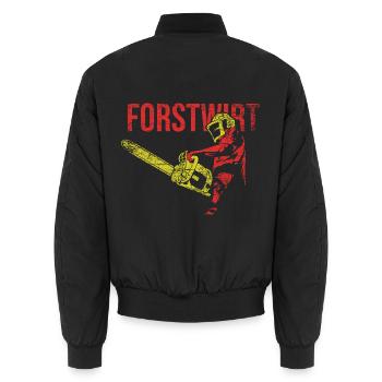 Rustikaler Forstwirt Kettensäge - Unisex Bomberjacke - Schwarz - Hinten - AI Model Male 185 light (185cm)