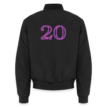 20. 20 YEARS. 20th ANNIVERSARY. 20 YEARS ANNIVERSARY. - Unisex Bomber Jacket - black - Back - AI Model Male 185 light (185cm)