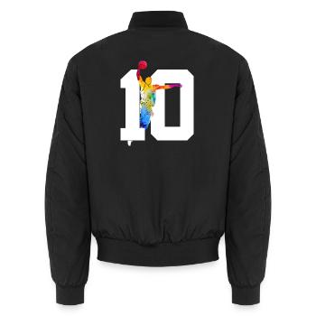 NUMBER 10 BASKETBALL 10TH BIRTHDAY - Unisex Bomber Jacket - black - Back - AI Model Male 185 light (185cm)