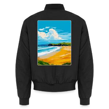 Whitesands Bay Pembrokeshire Coast Travel Poster - Unisex Bomber Jacket - black - Back - AI Model Male 185 light (185cm)