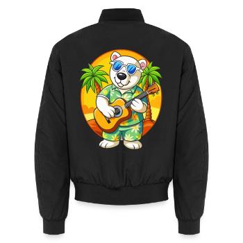 Funny Polar Bear Summer Beach Sunglasses Hawaiian - Unisex Bomber Jacket - black - Back - AI Model Male 185 light (185cm)