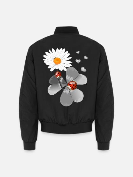 Klee mit Marienkäfer - Unisex Bomberjacke - Schwarz