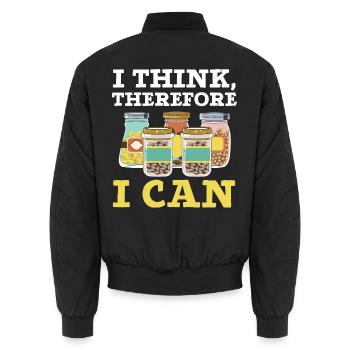 Ich denke, also kann ich Konserven einmachen - Unisex Bomberjacke - Schwarz - Hinten - AI Model Male 185 light (185cm)